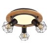 Globo PRISKA Ceiling Light Wood like finish, black, white, 4-light sources