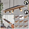 DEADWOOD Pendant Light LED brown, Wood like finish, 5-light sources