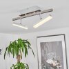 VEHKALA Ceiling Light LED chrome, matt nickel, 2-light sources, Remote control, Colour changer