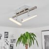 VEHKALA Ceiling Light LED chrome, matt nickel, 2-light sources, Remote control, Colour changer