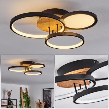 AVELAL Ceiling Light LED brown, Wood like finish, black, 1-light source