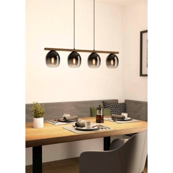 Eglo FILAGO Pendant Light Dark wood, black, 4-light sources