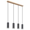 Globo ROBBY Pendant Light Wood like finish, black, 4-light sources