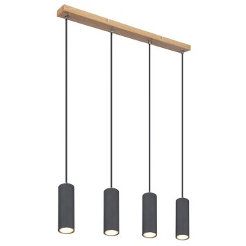 Globo ROBBY Pendant Light Wood like finish, black, 4-light sources