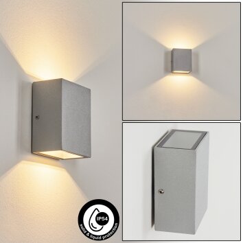 CASMILO Outdoor Wall Light LED silver, 2-light sources