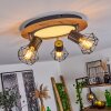BARDHAMAN Ceiling Light LED chrome, Wood like finish, black, white, 1-light source