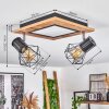 BARDHAMAN Ceiling Light LED chrome, Wood like finish, black, white, 3-light sources