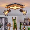 BARDHAMAN Ceiling Light LED chrome, Wood like finish, black, white, 3-light sources