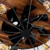 MOSCAVIDE ceiling fan brown, Wood like finish, black, 4-light sources, Remote control