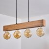 HEIMOLA Pendant Light brown, Wood like finish, black, 4-light sources