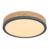 Globo DORO Ceiling Light LED grey, Wood like finish, 1-light source