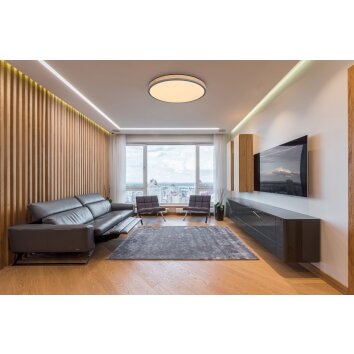 Globo DORO Ceiling Light LED grey, Wood like finish, 1-light source, Remote control