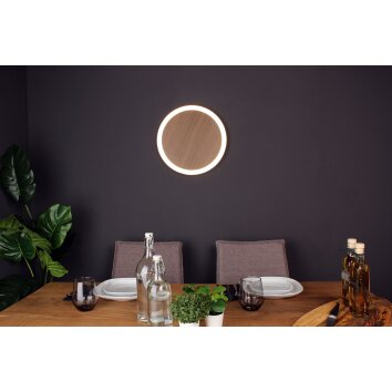 Luce Design MOON Wall Light LED brown, Wood like finish, black, 1-light source