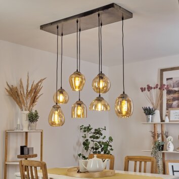 NANAMI Pendant Light Oxidised Silver, gold, 7-light sources