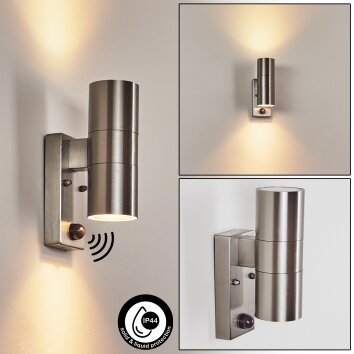 BESSIEBELLE Outdoor Wall Light stainless steel, 2-light sources, Motion sensor