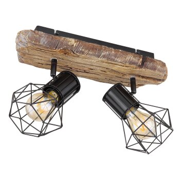 Globo PRISKA Ceiling Light Wood like finish, black, 2-light sources