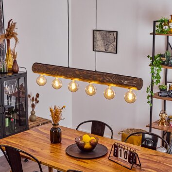 CANEDO Pendant Light Dark wood, black, 6-light sources