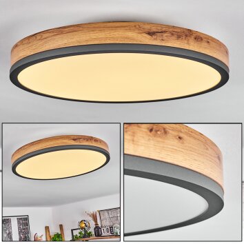 SALMI Ceiling Light LED anthracite, brown, Wood like finish, 1-light source