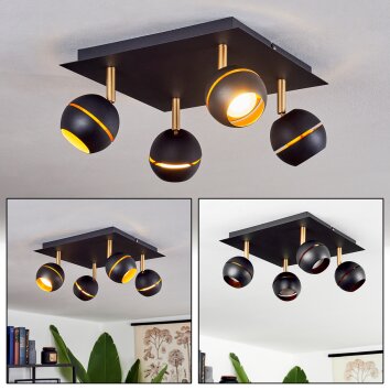 Tome Ceiling Light LED brass, black, 4-light sources