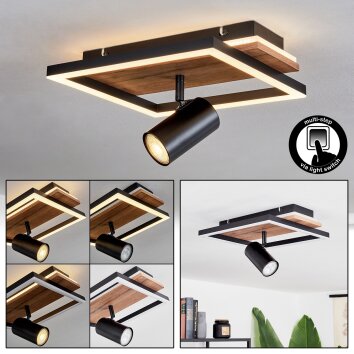 Sequeira Ceiling Light LED Light wood, Wood like finish, black, 2-light sources