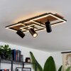 Sequeira Ceiling Light LED Light wood, Wood like finish, black, 4-light sources