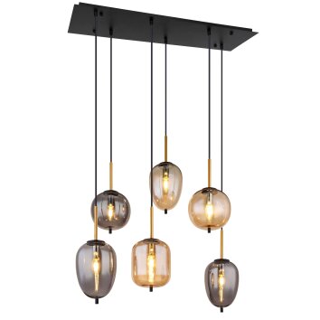 Globo BLACKY Pendant Light brass, black, 6-light sources