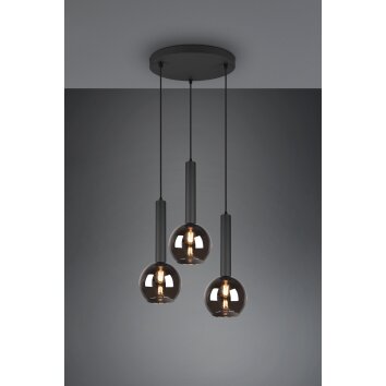 Trio Clayton Pendant Light black, 3-light sources