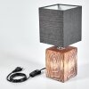 Francillon Table lamp brown, chrome, Wood like finish, 1-light source