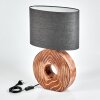 Francillon Table lamp brown, chrome, Wood like finish, 1-light source