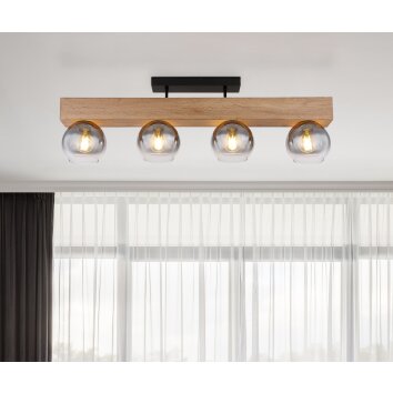 Globo MOITAS Ceiling Light Wood like finish, black, 4-light sources