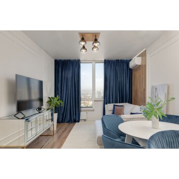 Globo MOITAS Ceiling Light Wood like finish, black, 4-light sources