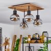Vouhet Ceiling Light brown, Wood like finish, black, 4-light sources