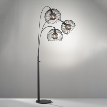 Fischer & Honsel Wire Floor Lamp black, 3-light sources