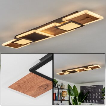 Sourbarie Ceiling Light LED brown, Wood like finish, black, 1-light source