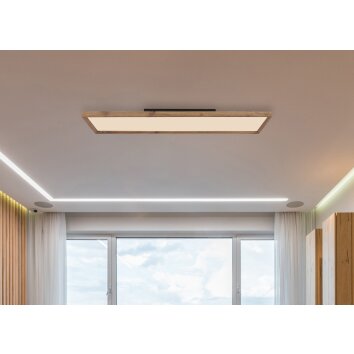 Globo CINDERELLA Ceiling Light LED Wood like finish, white, 1-light source