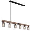 Globo HADERA Pendant Light Wood like finish, black, 6-light sources