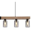 Globo HADERA Pendant Light Wood like finish, black, 6-light sources