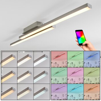 Tamizat Ceiling Light LED matt nickel, 2-light sources, Colour changer