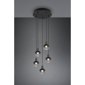 Trio Mela Pendant Light black, 5-light sources