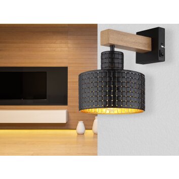 Globo RIELLY Wall Light Wood like finish, black, 1-light source
