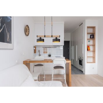 Globo RIELLY Pendant Light Wood like finish, black, 2-light sources