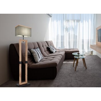 Globo OSSI Floor Lamp Wood like finish, black, 1-light source