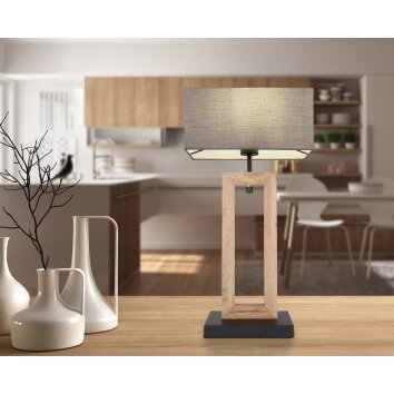 Globo OSSI Table lamp Wood like finish, black, 1-light source