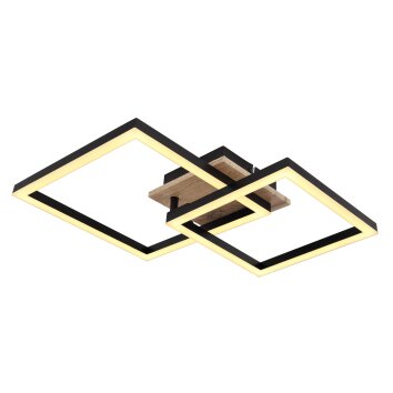 Globo BOSSY Ceiling Light LED brown, Wood like finish, black, 1-light source