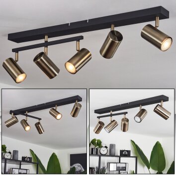 Javel Ceiling Light antique brass, black, 5-light sources