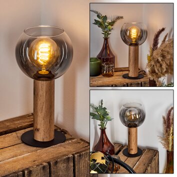 Vouhet Table lamp brown, Wood like finish, black, 1-light source