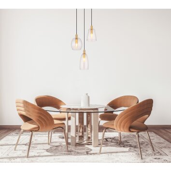 Globo GARRI Pendant Light brass, 3-light sources