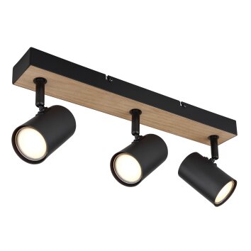Globo ROBBY Ceiling Light Wood like finish, black, 3-light sources