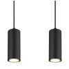 Globo ROBBY Pendant Light Wood like finish, black, 4-light sources
