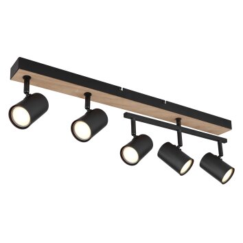 Globo ROBBY Ceiling Light Wood like finish, black, 5-light sources